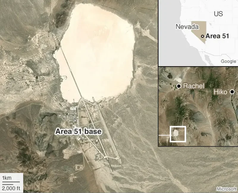 Rachel e Hiko são as duas cidades mais próximas da base da Área 51. (Reprodução: BBC)