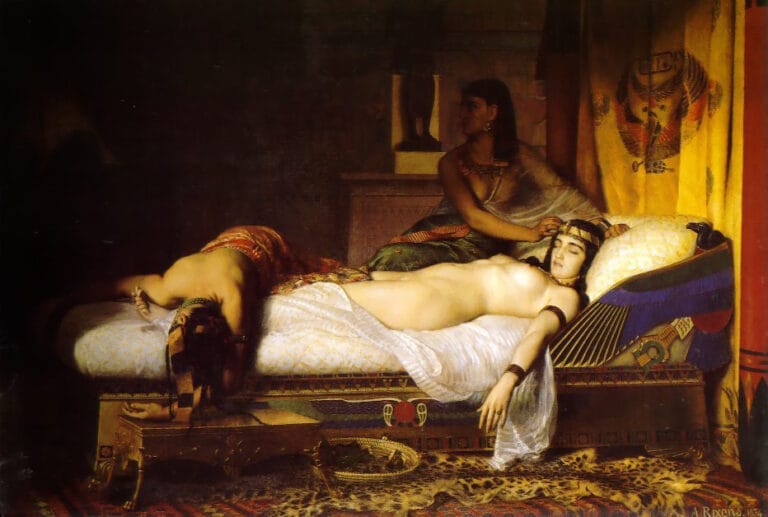 A morte de Cleópatra, pintura de Jean-André Rixens, 1874.