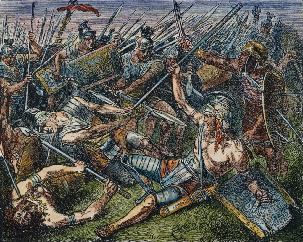 O gladiador Espártaco, nascido na Trácia, morreu em batalha contra os romanos na Apúlia, Itália, em 71 a.C. Seu corpo foi tão dilacerado que nunca foi encontrado. (Reprodução: warfarehistorynetwork)