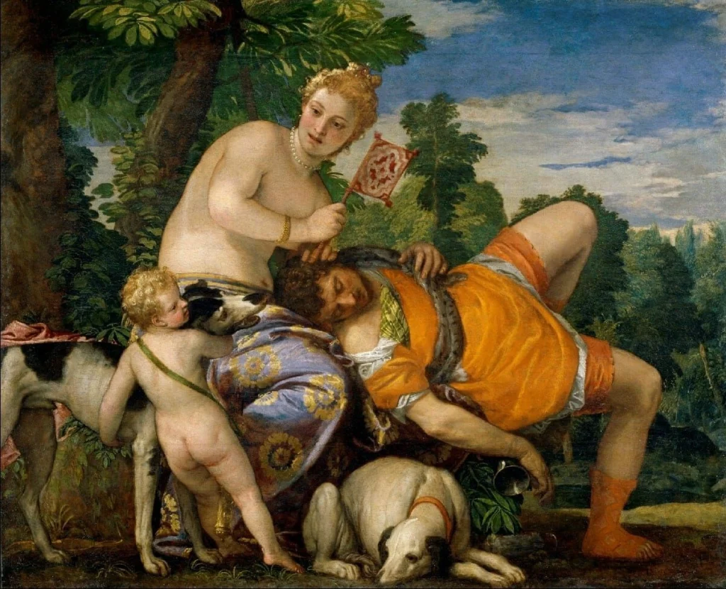 Afrodite e Adônis por Paolo Veronese, 1580.