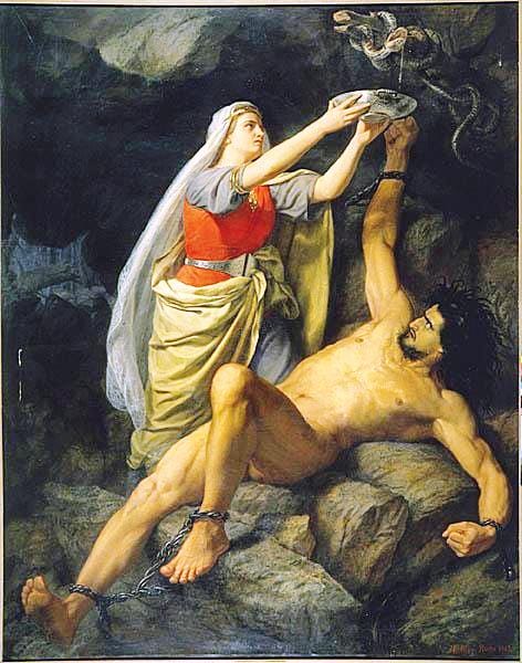 Loki e Sigyn (1863) por Mårten Eskil Winge. (Reprodução: Wikipedia)