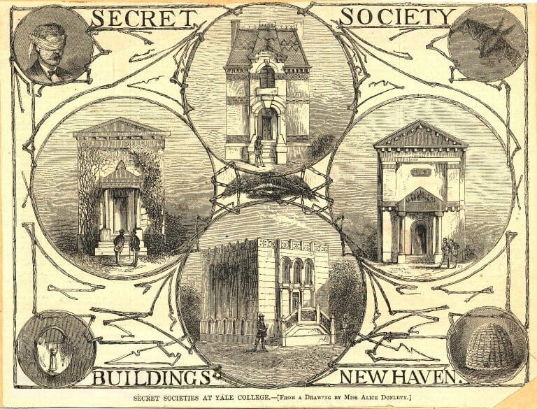 "Edifícios das Sociedades Secretas na Universidade de Yale", por Alice Donlevy, c. 1880. (Reprodução: Wikipedia)