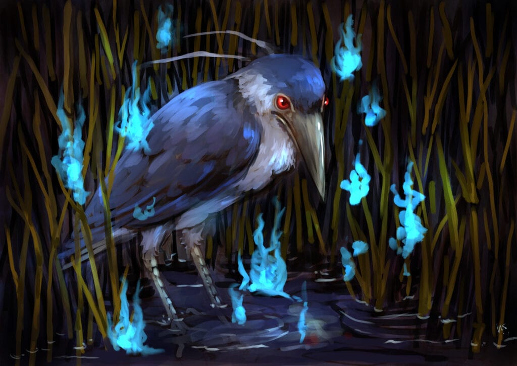 O que é Aosagibi? A lenda da chama azul que intriga o Japão. (Créditos: Nightmare Syrup/via artstation)