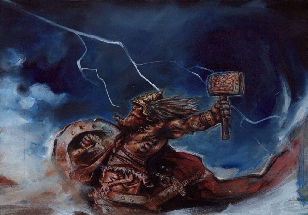 Mjolnir, o martelo de Thor. (Créditos: Jeff Lafferty/via comicartfans)