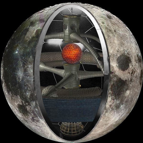 Modelo especulativo em corte de uma nave espacial lunar. (Reprodução: Wikipedia)