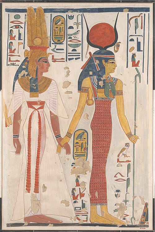 A rainha Nefertari sendo liderada por Ísis. (Reprodução: Wikipedia)
