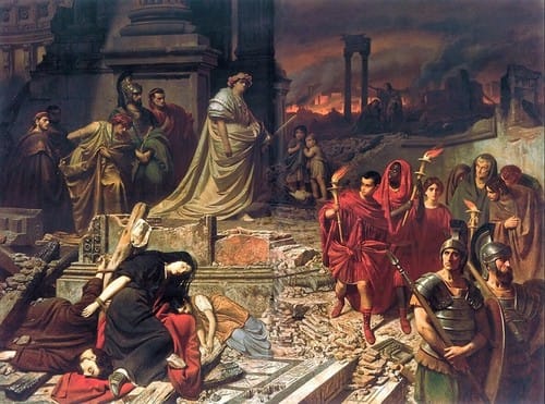 "Nero observa o incêndio de Roma", por Carl Theodor von Piloty, 1861.