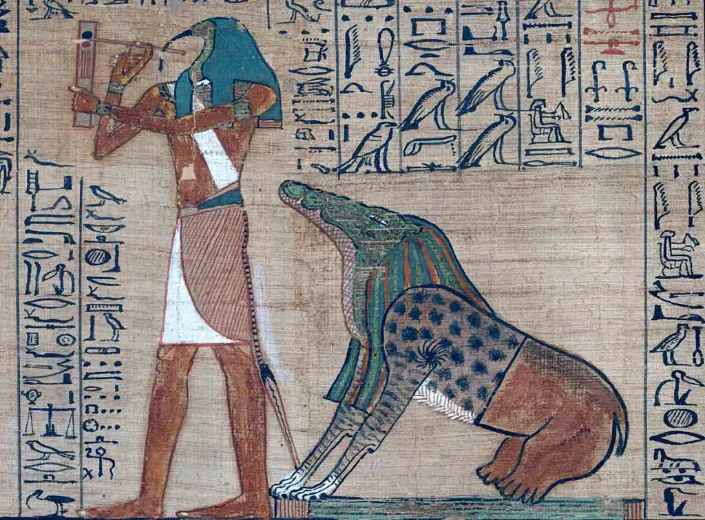 Thoth e Ammit no Livro dos Mortos, Julgamento de Ani, 1250 a.C. (19ª Dinastia). (Créditos: Museu Britânico, Londres)